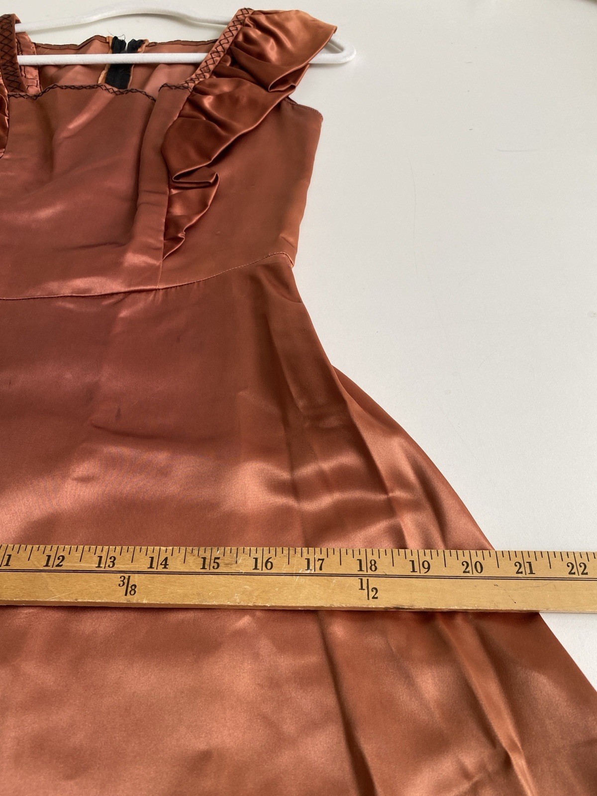 Vintage 40s 50s handmade S Heavy Satin long maxi dress Big Bow