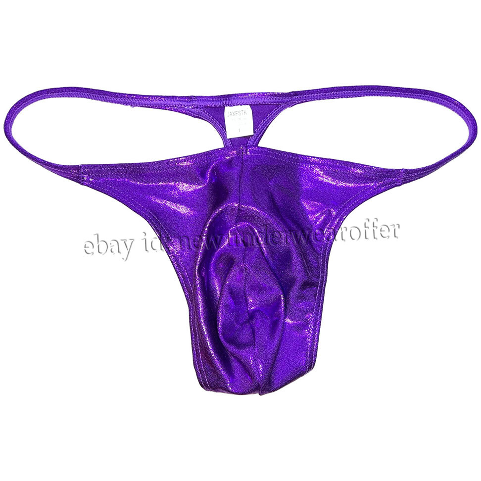 Men Shiny Bikini Thong Underwear Low-rise G-string Bulge Pouch T-back Jockstrap