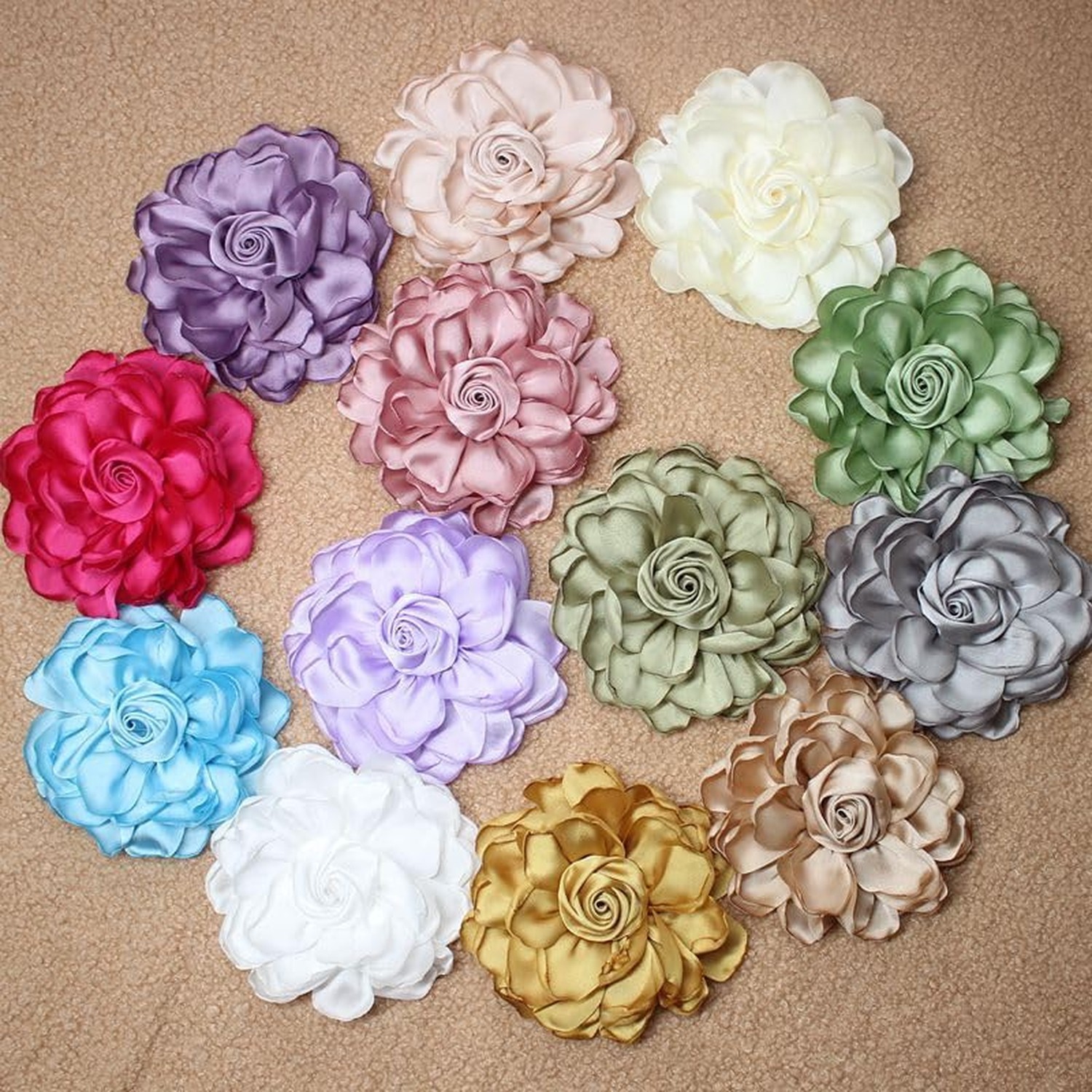 Extra Large Satin Fabric Flower Brooch for Women Elegant Rose Camellia Floral…
