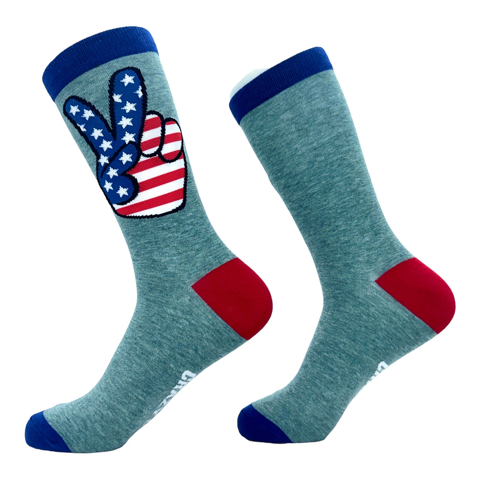Men’s USA Peace Hands Socks Funny Awesome Fourth Of July Patriotic Flag Lovers
