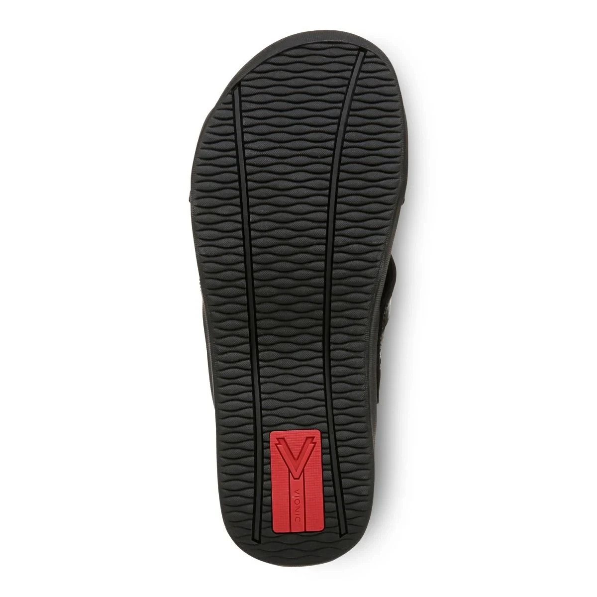 Vionic Tide Men Slide Sandal Orthotic Adjustable Walking Black Leather Shoes New