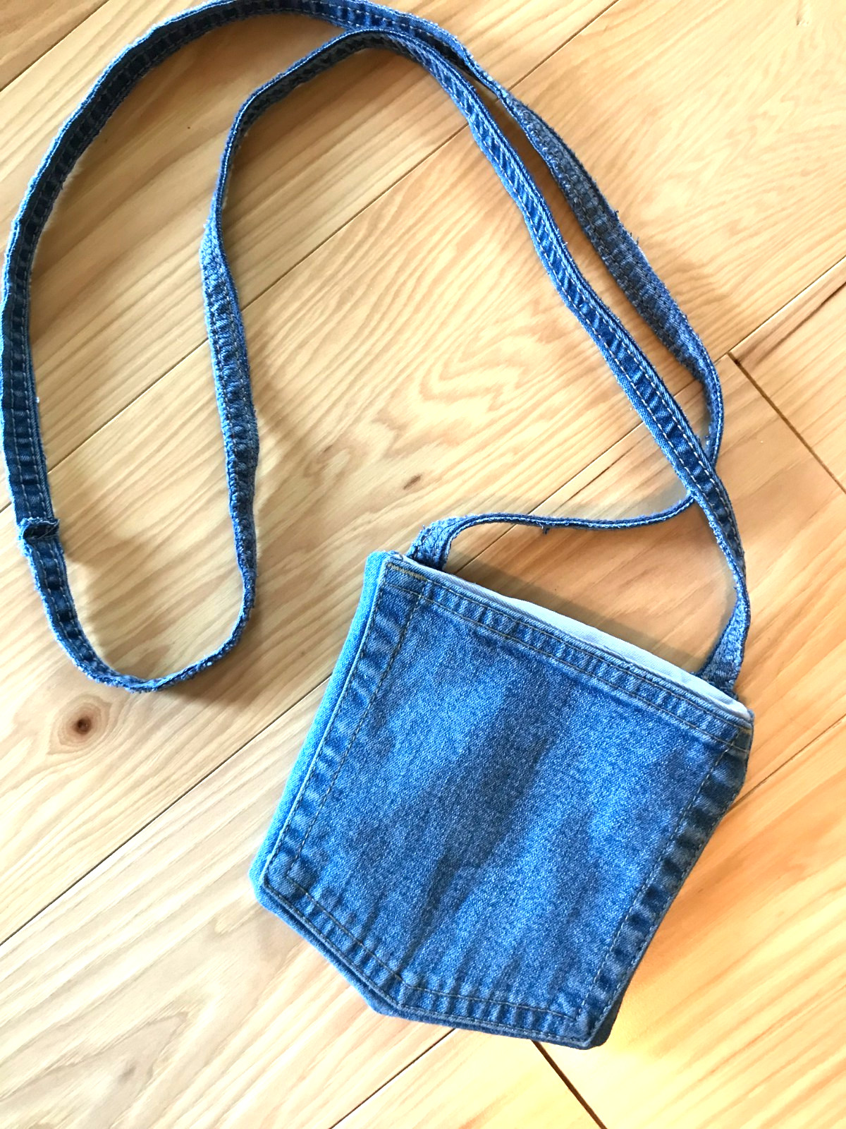 Crossbody Jean Purse, Handmade Over Shoulder Cell Phone Bag, Whimsical Birds