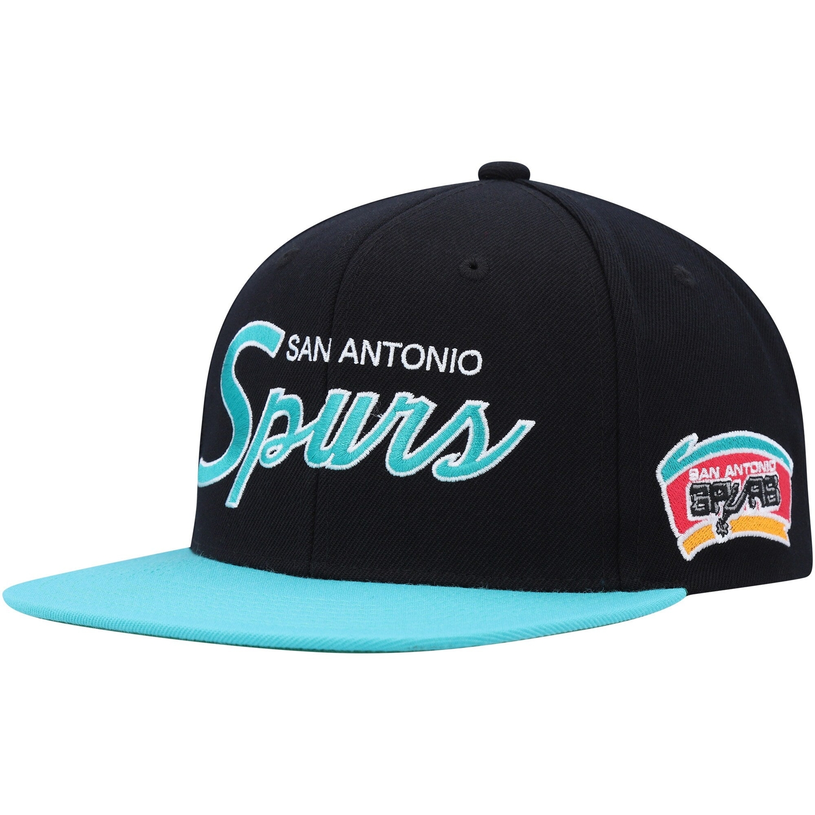 Mens MITCHELL & NESS NBA TEAM SCRIPT 2.0 SNAPBACK HWC SPURS