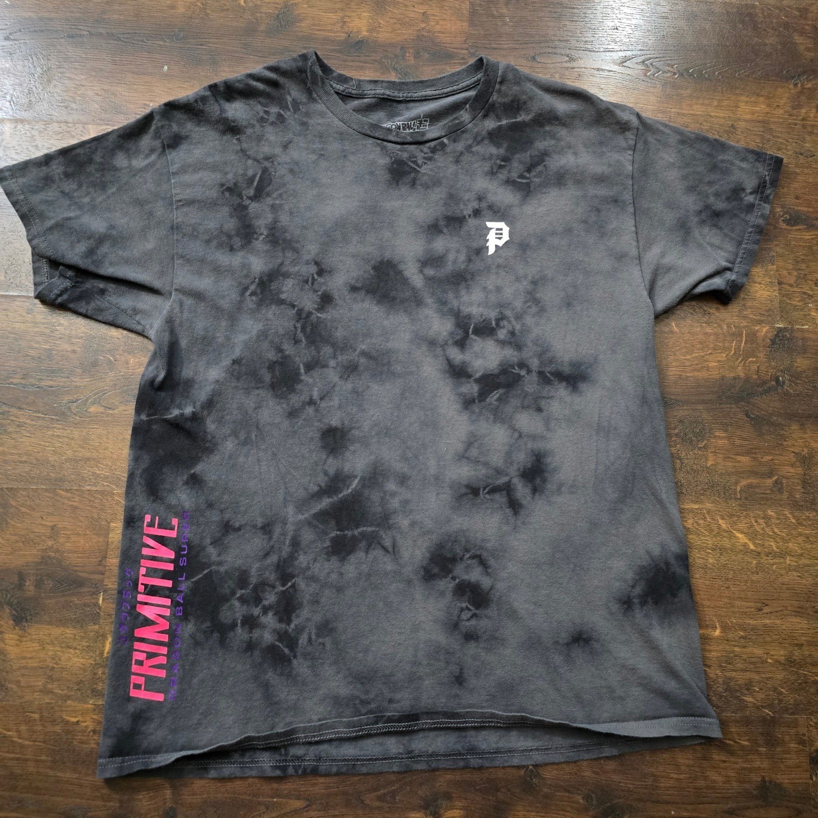Primitive x Dragon Ball Super Goku Black Rose Tie Dye Shirt Mens Medium Black