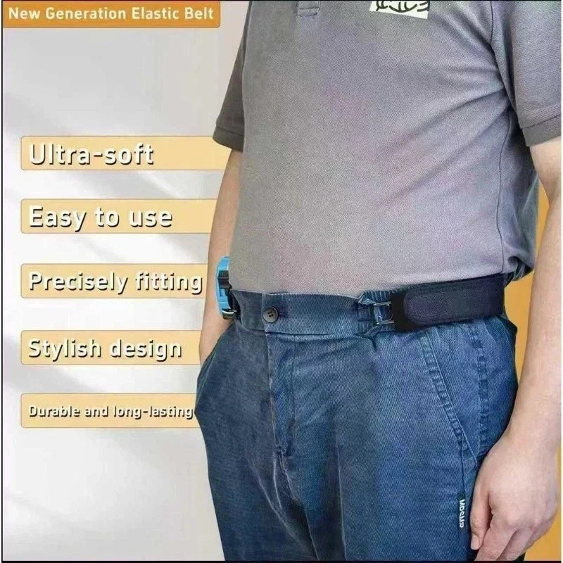 2PCS Tactical Metal Hook Elastic Belt Buckle-Less Invisible Waist Belt Closure