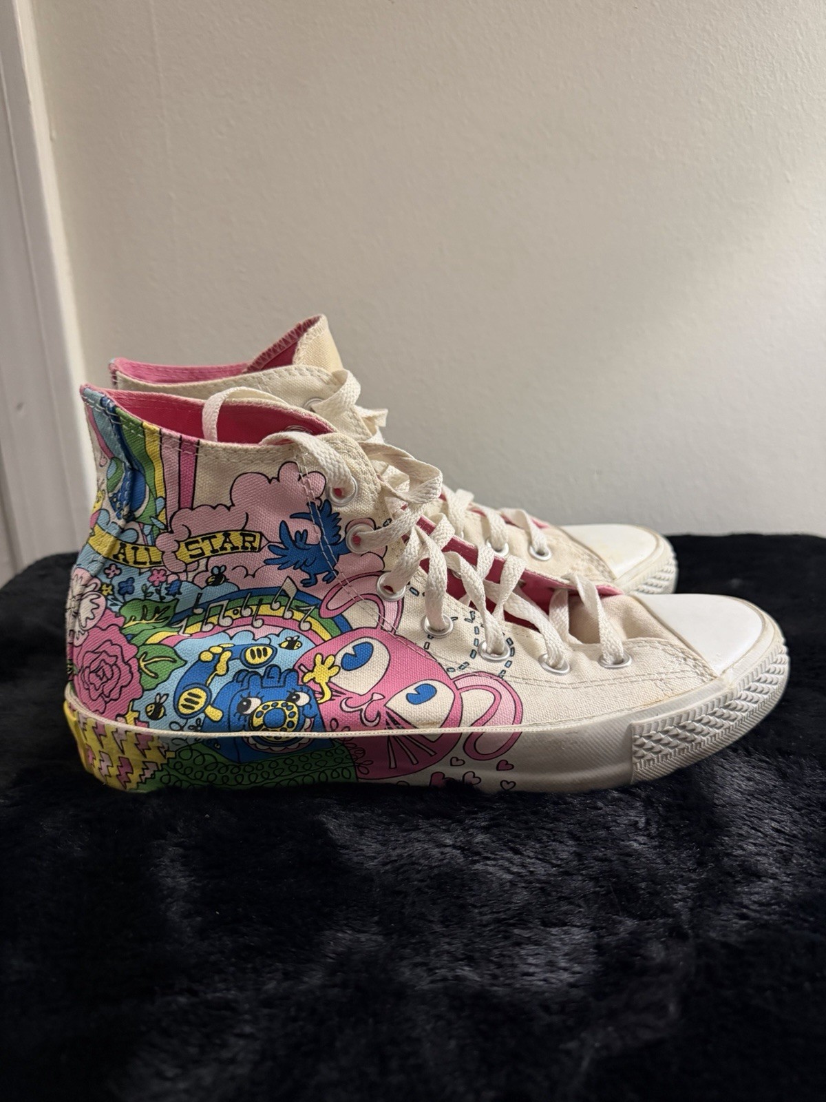 Converse Notebook Print Doodle Graffiti White Chuck Taylor All Star Hi Top W8/M6