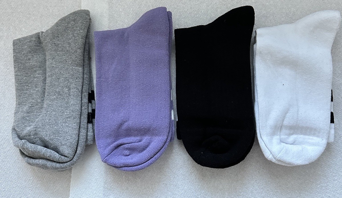Unisex Cotton Crew Quarter Retro Socks Striped Casual Multicolor 4 Pair NWT