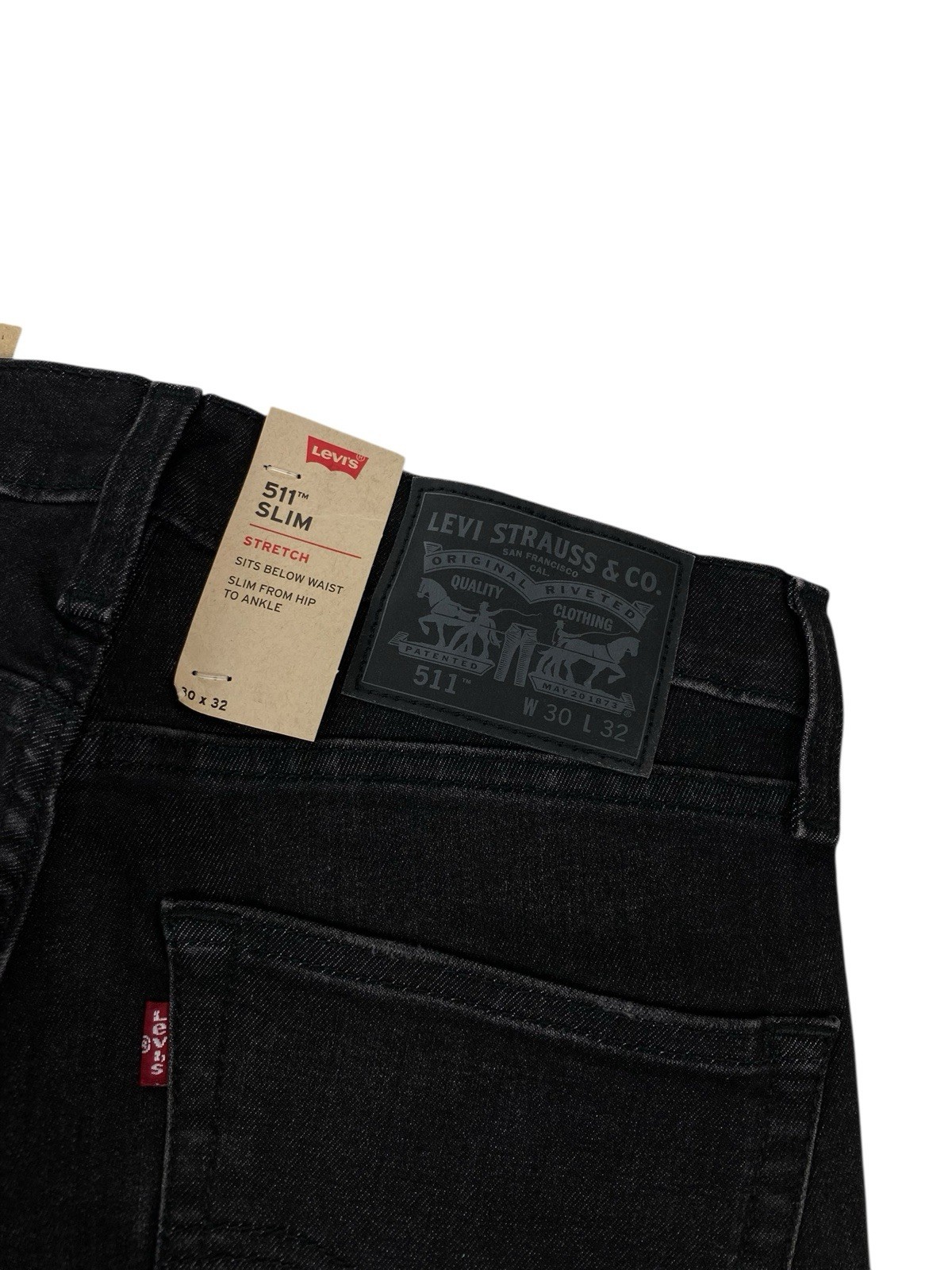 NEW Levi’s Strauss 511 Slim Stretch Black Mens Denim Jeans Size 30×32