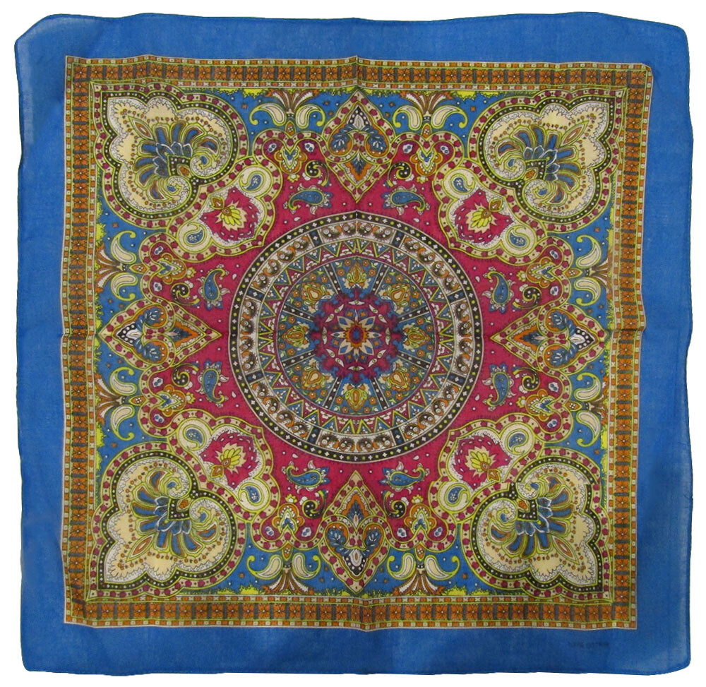Wholesale Lot of 3 Paisley Mosaic Multi Color Blue 100% Cotton 22″x22″ Bandana