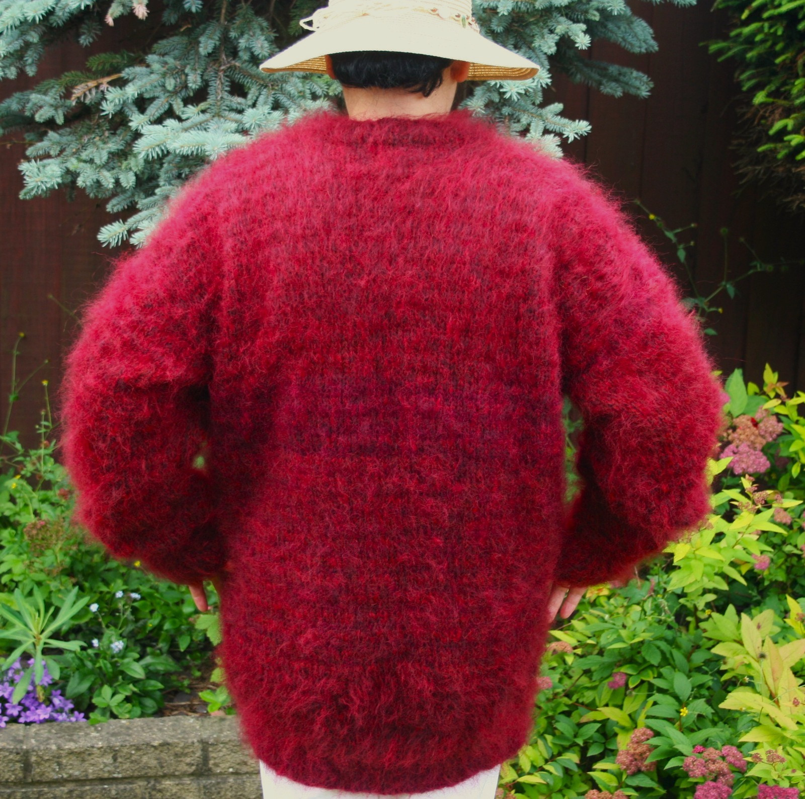 BRAND NEW HANDKNITTED LUXURY MOHAIR CREW NECK SWEATER IN “BURGUNDY” 2XL