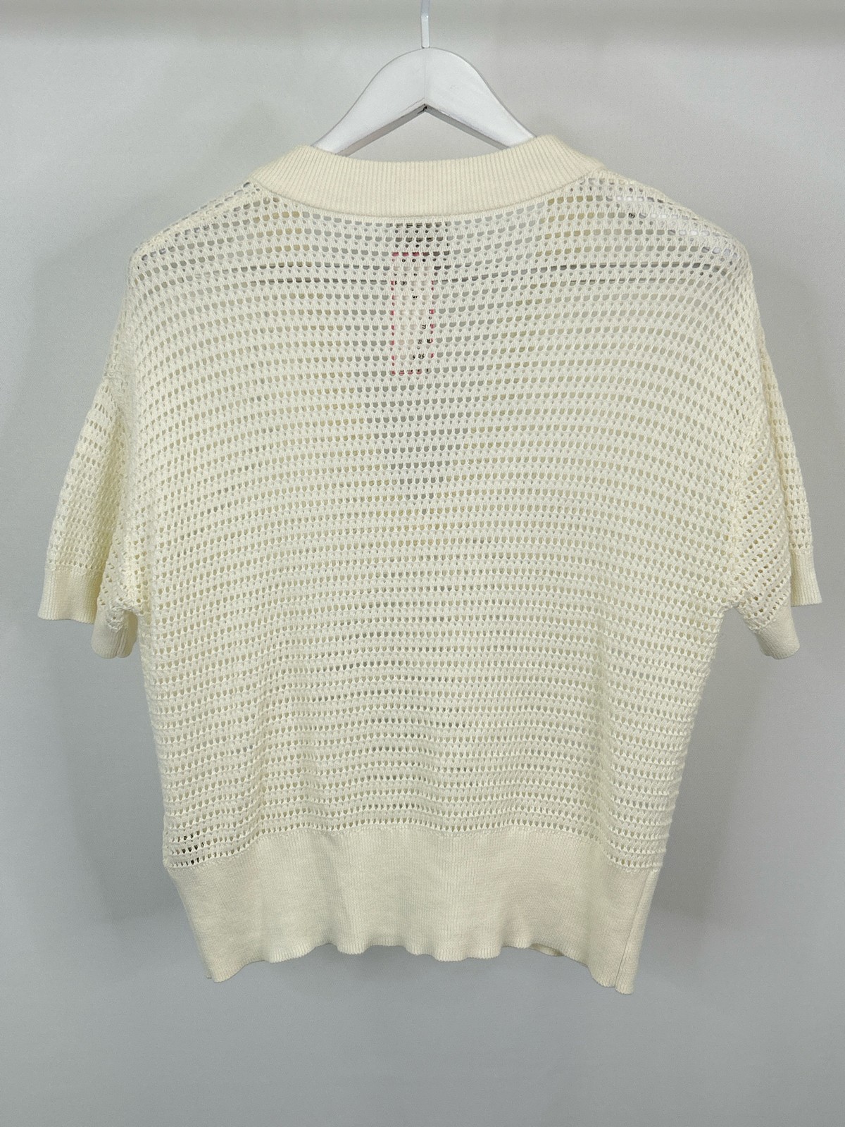 VARLEY Size XS White Women Open Knit Collared Cotton Boho Callie Knit Top