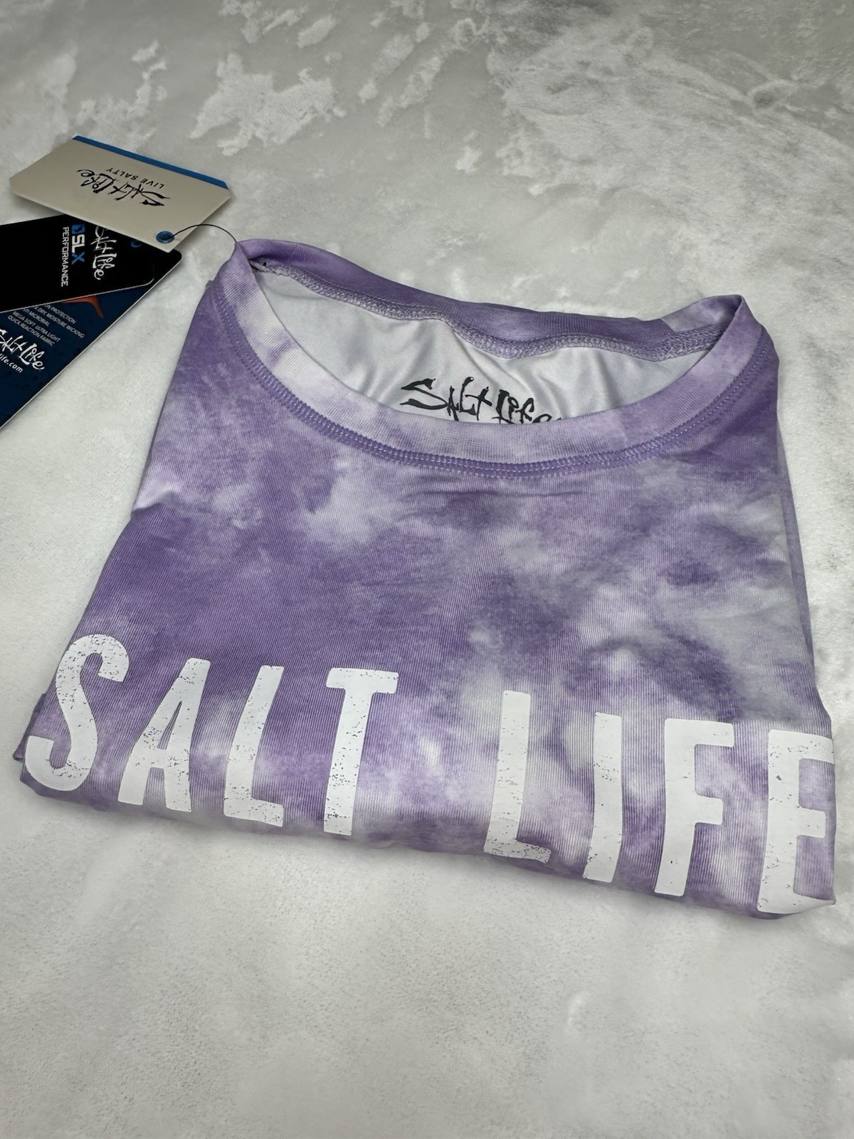 Salt Life SLX Performance Long Sleeve Shirt Womens L Purple Tie Dye NWT
