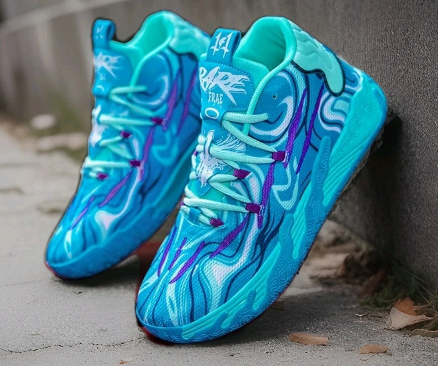 MENS SIZE 9 LACE UP MID TOP HIGH QUALITY🌟BASKETBALL🏀SHOES TURQUOISE & PURPLE