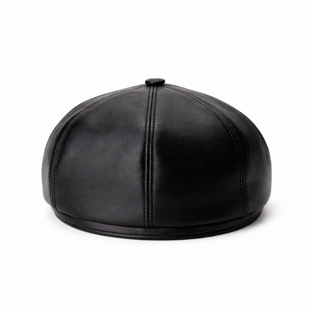 Men’s Real Leather Gatsby Black Cap Golf Driving Ascot Flat Cabbie Ivy Newsboy
