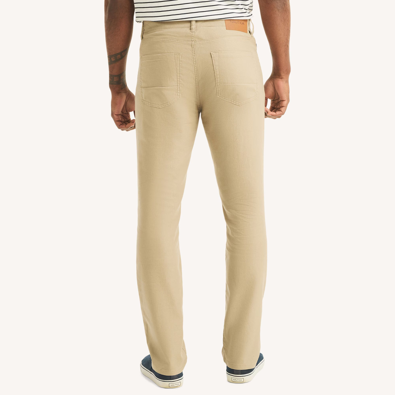 Nautica Mens Straight Fit Lightweight Soft Linen Blend 5 Pocket Flat Front Pants