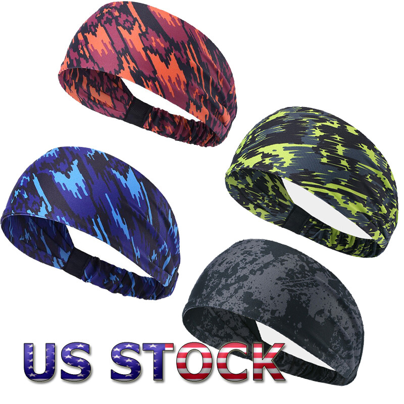 Yoga Sports Sweatband Wide Women Men Headband Hair Band Elastic Head Wrap Turban