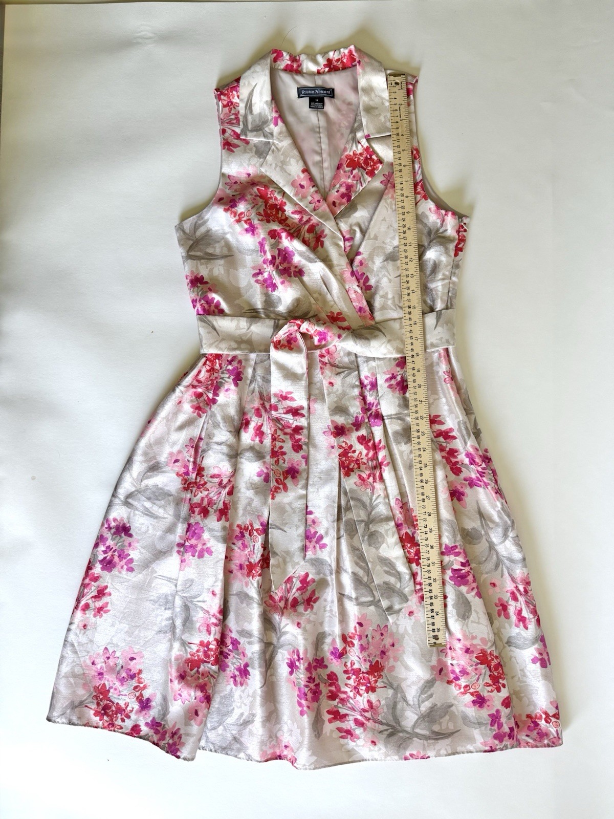 Jessica Howard Floral Fit & Flare Faux Wrap Dress 14 Cocktail Wedding Guest