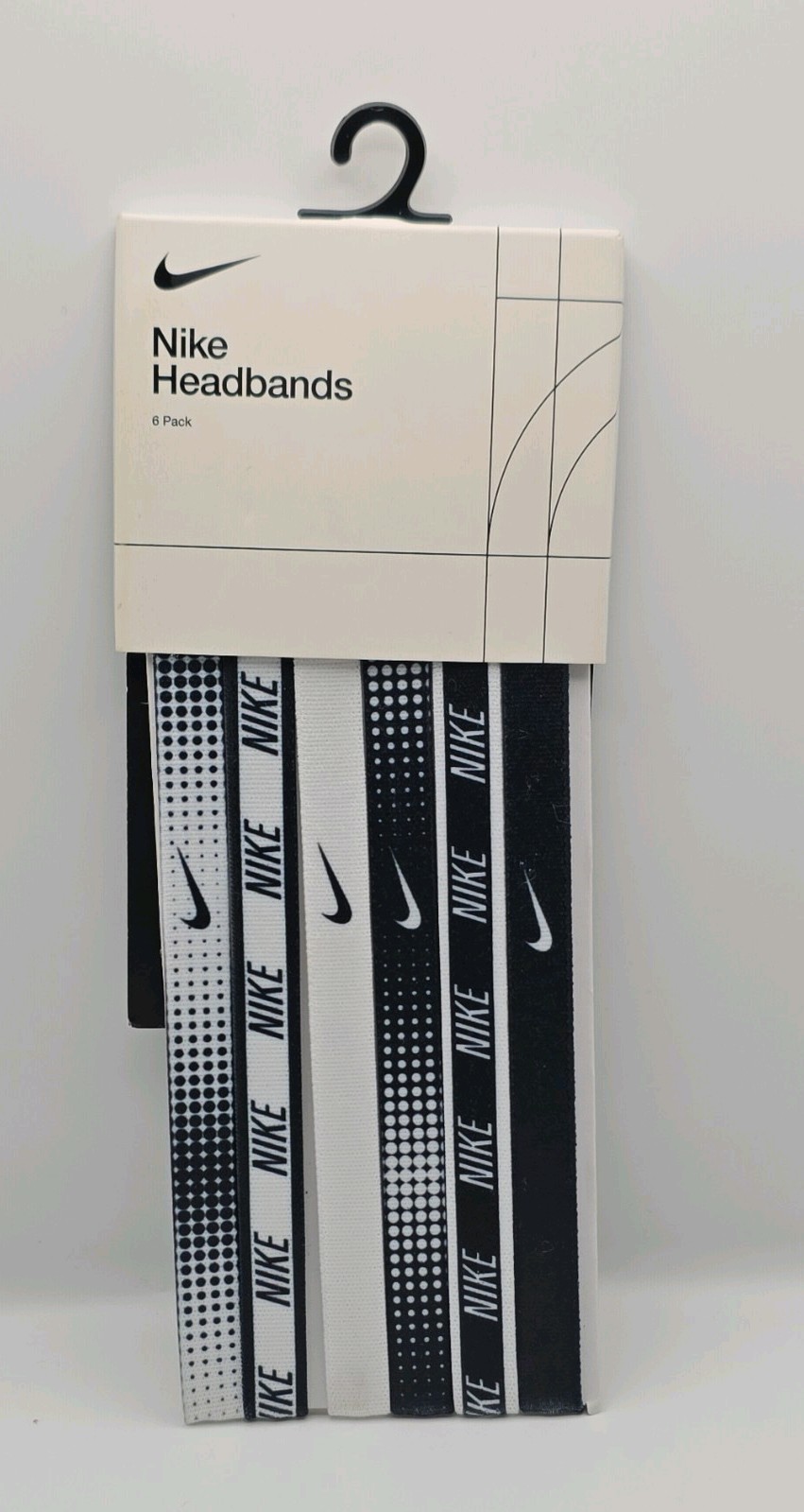 Nike 6 Pack Headbands Black/White Logo Polka Dot Machine Washable Unisex