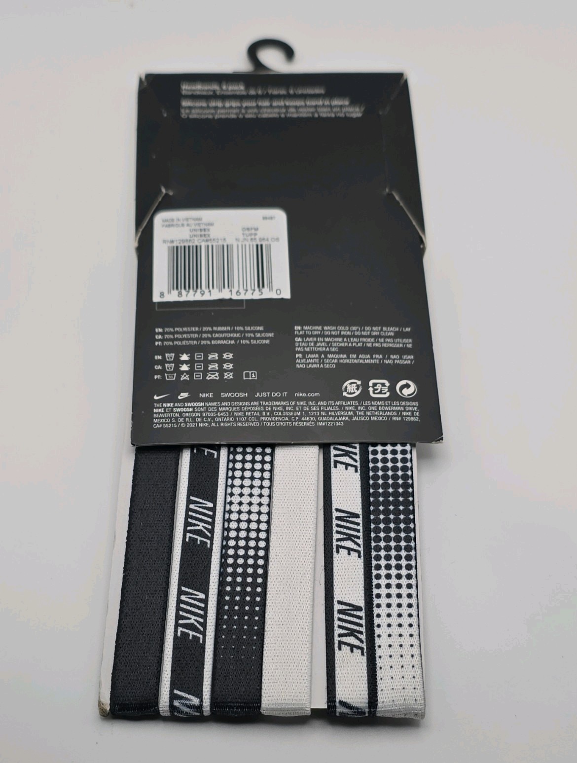 Nike 6 Pack Headbands Black/White Logo Polka Dot Machine Washable Unisex