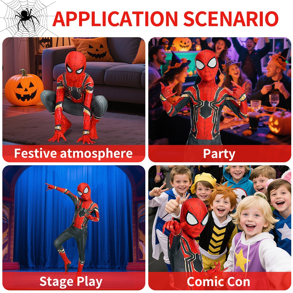 Kids SpiderMan Cosplay Costume Boys Tobey Maguire Outfit Jumpsuit Fancy Dress
