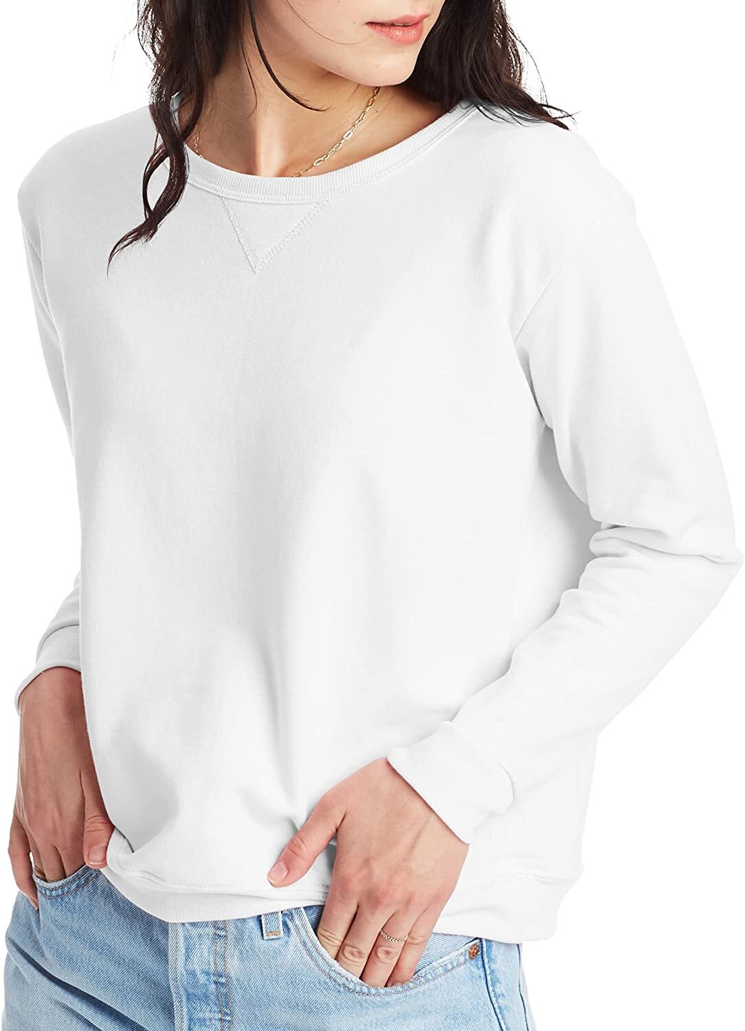 Hanes Women’s Sweatshirt Crew Neck EcoSmart Recycled Cotton-Blend Fleece S-2XL