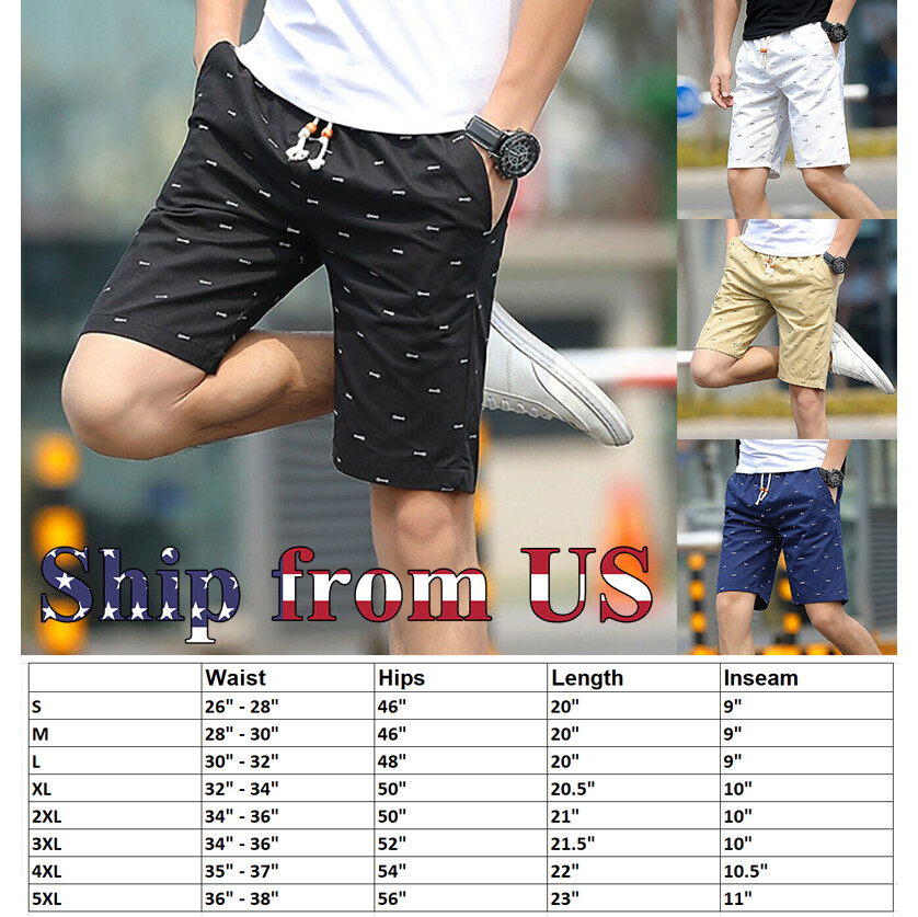 Men Casual Sport Shorts Chino Summer Beach Joggers Pants Twill Cotton Slim Fit