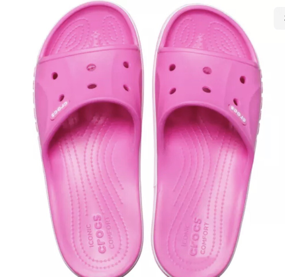 Crocs Bayaband Shoes Women’s Size 9 Pink Electric Slides Comfort Sandals