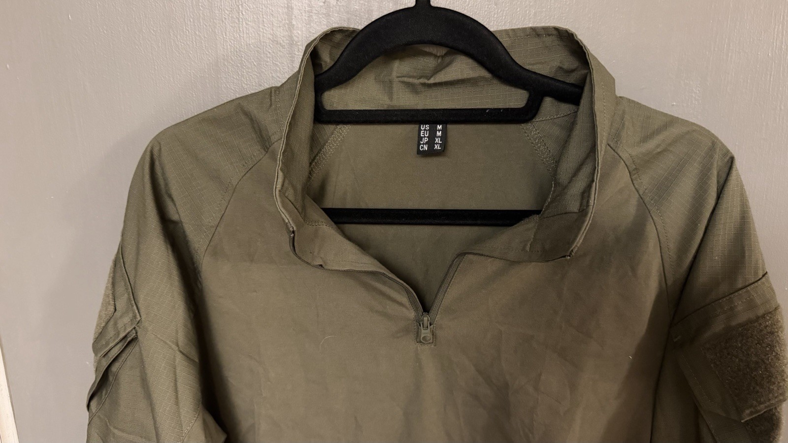 Unbranded Tactical Combat Shirt Mens M Green 1/4 Zip Ripstop Sleeve Utility