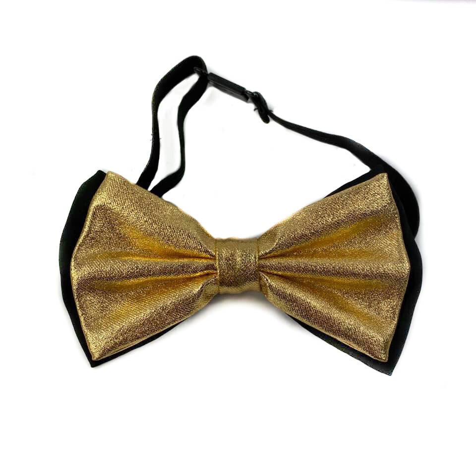 Metallic gold and black Tuxedo Adjustable Unisex Pre-Tied Bow Tie Neck wear