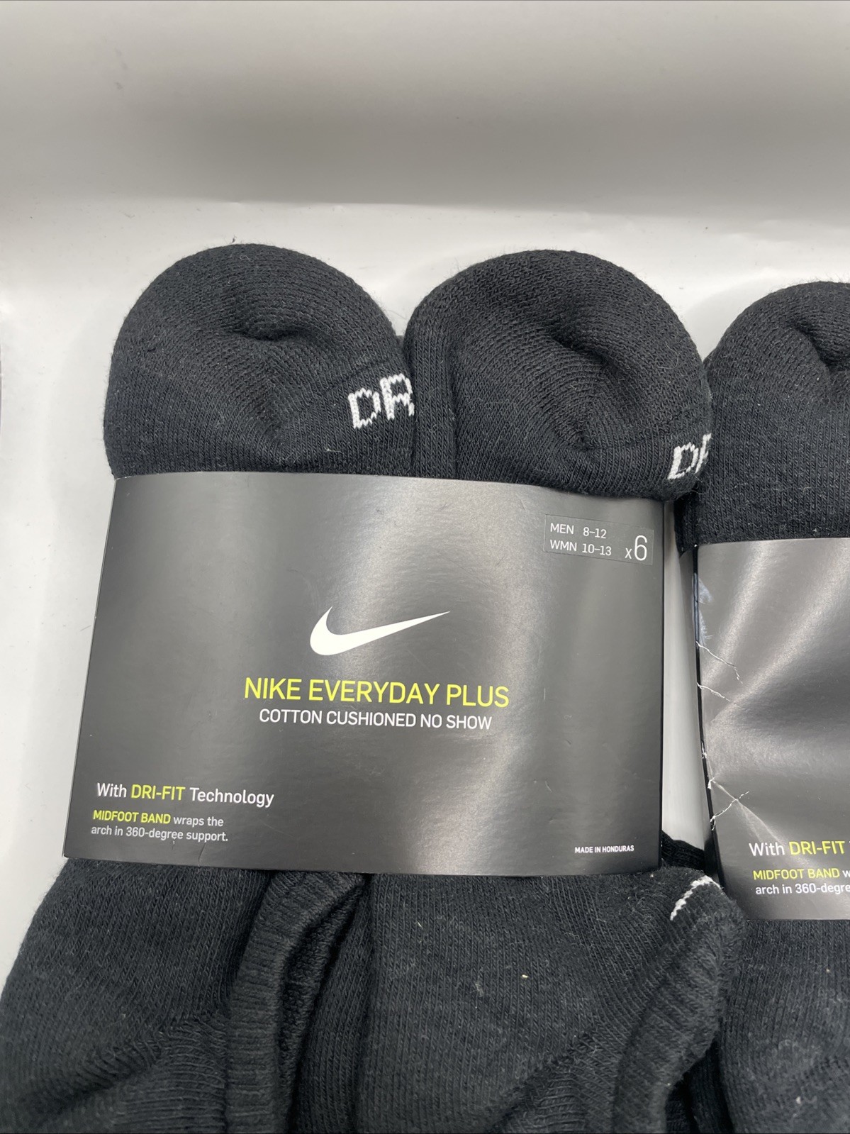 Nike 12pairs Unisex Everyday Plus Cushioned No Show Black Socks Mens Size L 8-12