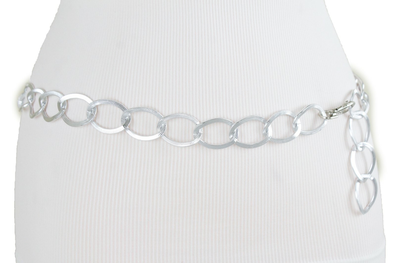 Women Silver Metal Thick Chain Chunky Links Hip High Waist Belt XS S M L XL XXL