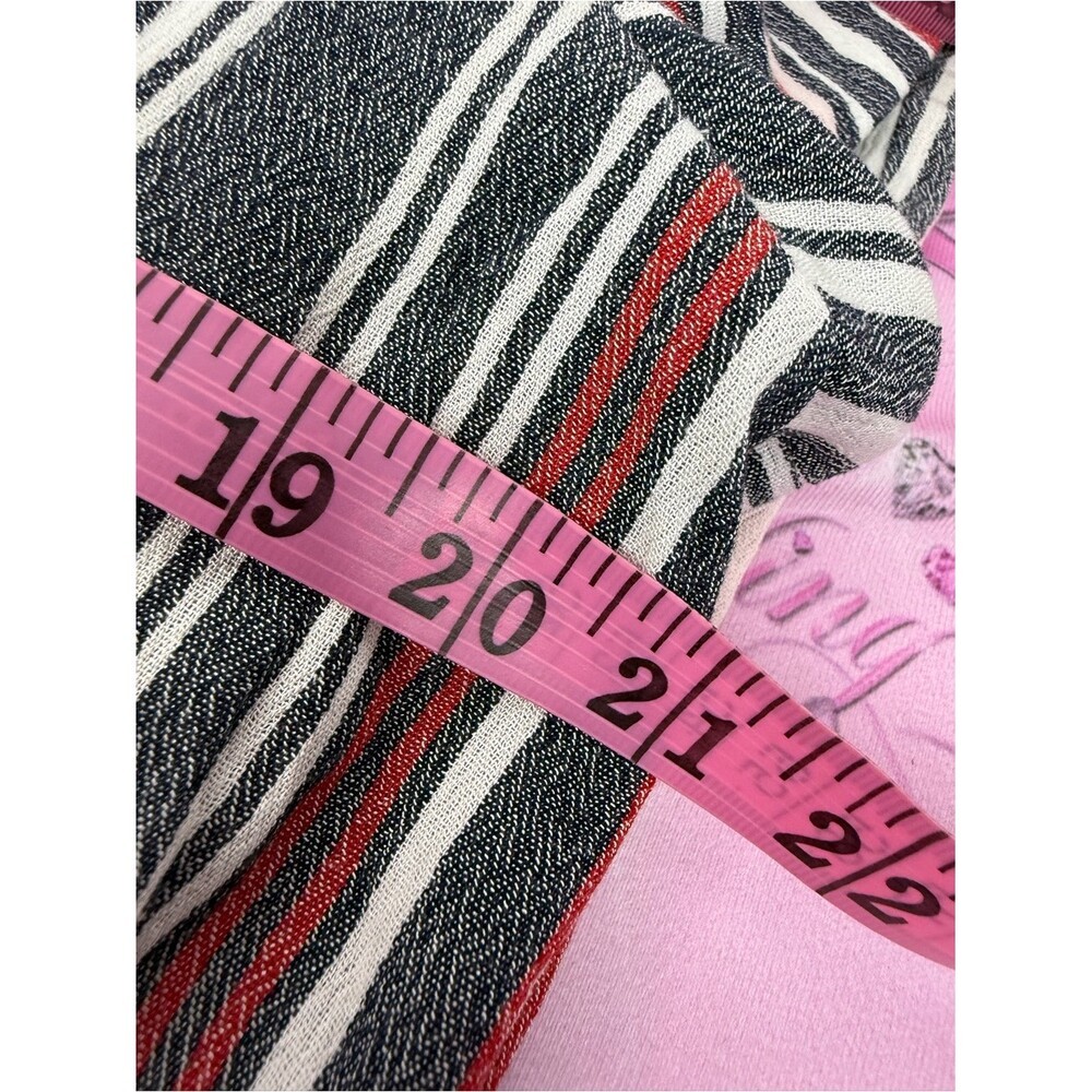 Shirt Striped V-Neck Cap Sleeve Blouse – Black, White & Red