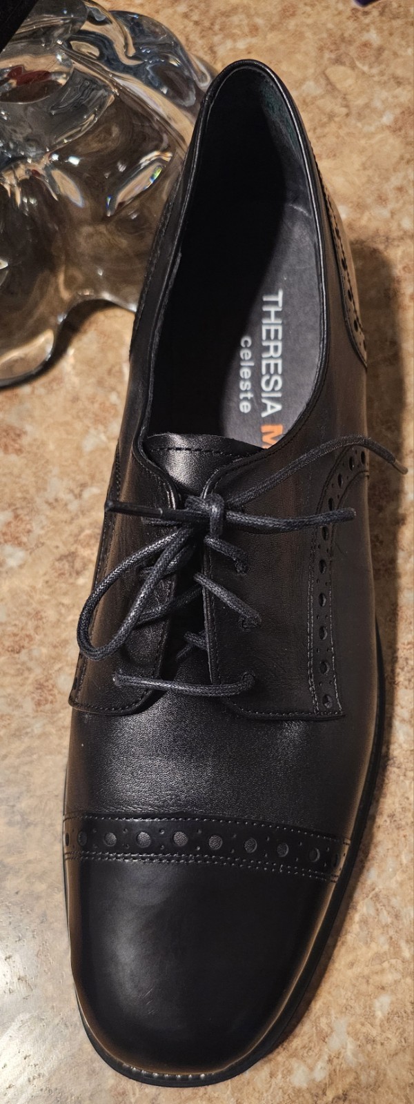 THERESIA M. Celeste “Amanda” Black Patent Oxford Shoes Size 7 M NEW