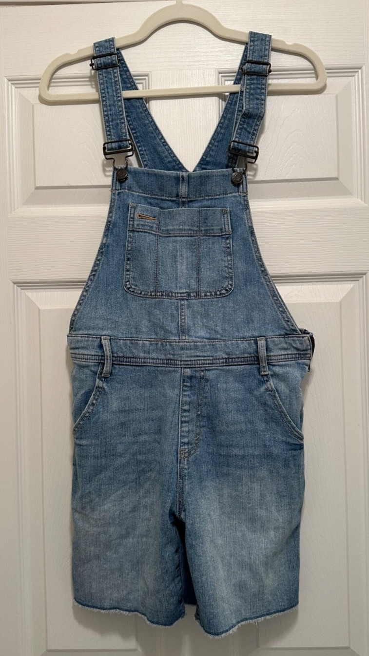 Vintage Gap Overall Shorts Womens XS Denim Utility Shortalls Raw Hem Y2K