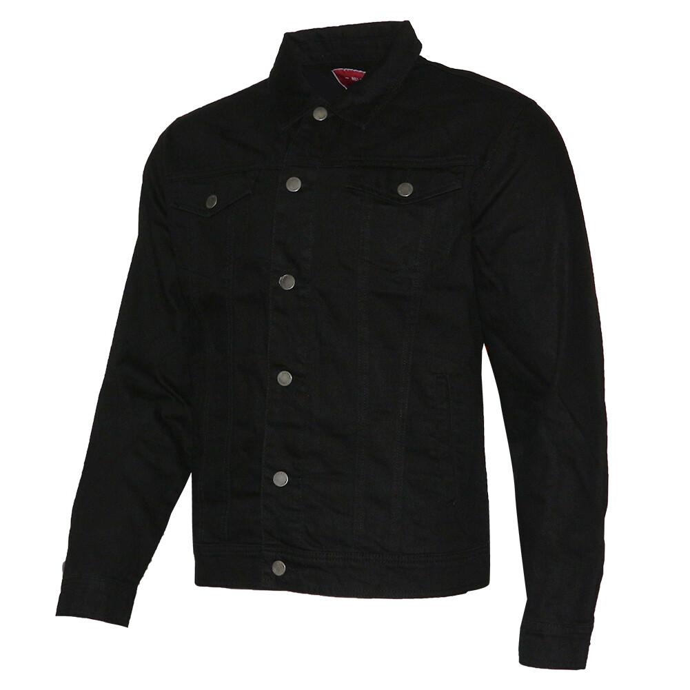 Mens Denim Jean Jacket Faded Premium Cotton Button Up Slim Fit Red Label