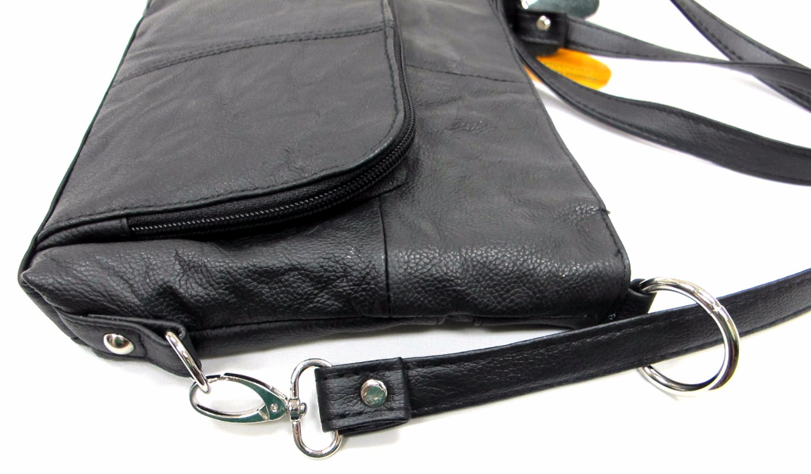 Genuine Leather 3 in 1 Cross body Shoulder Slim Purse w/ Organizer Medium Black