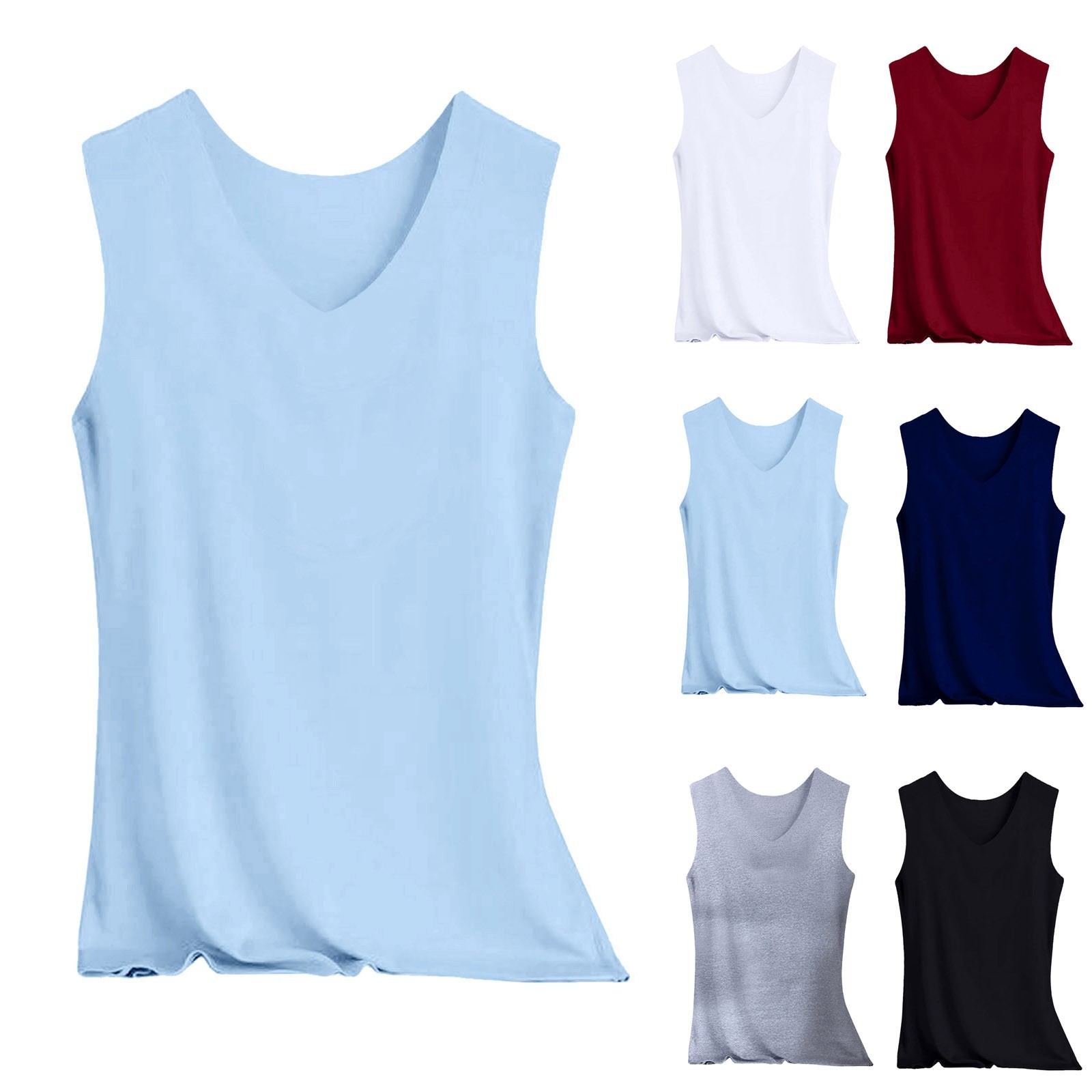 Women’s V Neck Ice Silk Seamless Sleeveless Sport Tank Top Soft Stretch Basic