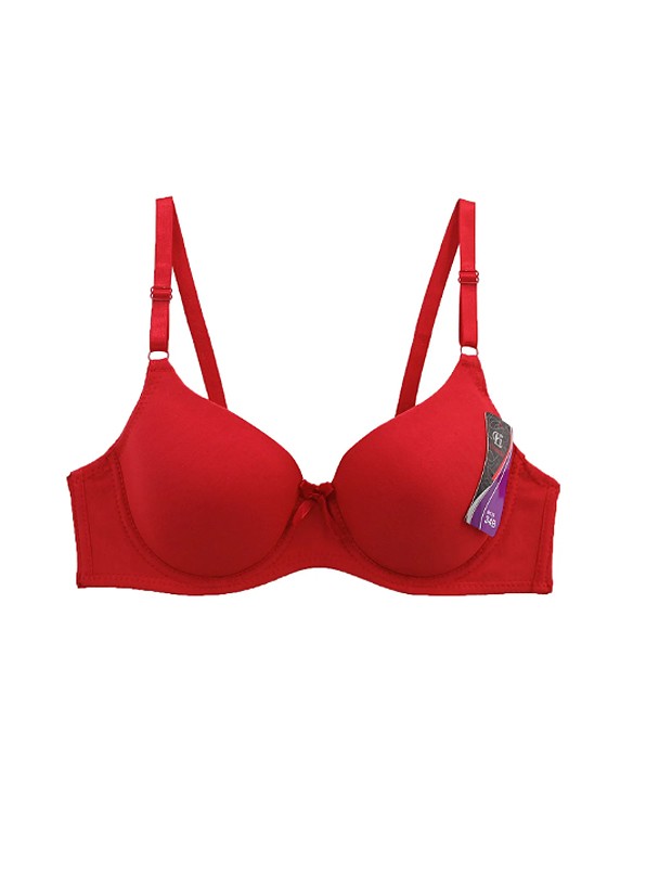Women’s Classic Cotton Solid Color Padded 4 Hook Closure Bra Set Pack of 6
