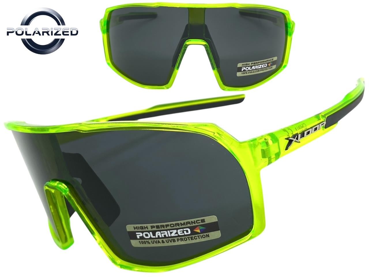 Sporty Biker Wrap Around Shield Fishing POLARIZED SUN GLASSES Large Green Frame