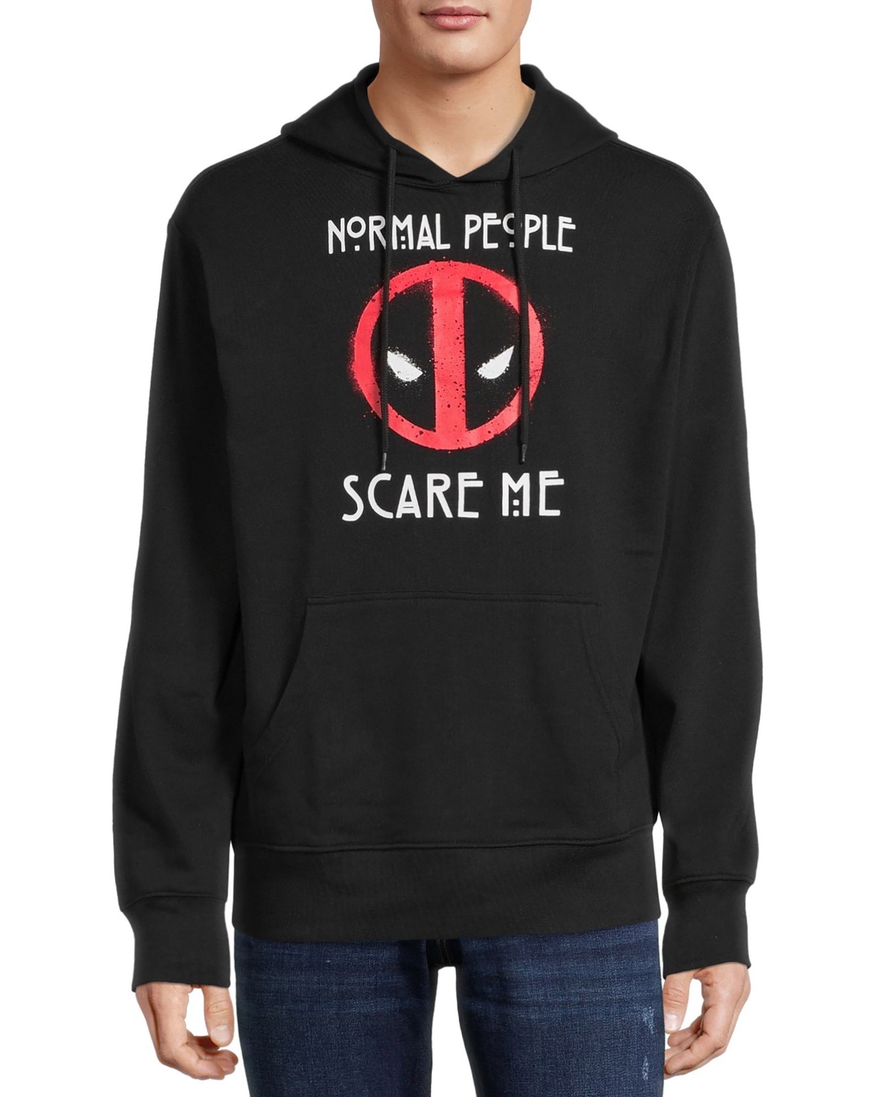 Marvel Deadpool Hoodie Men’s Normal People Scare Me Long Sleeve Sweatshirt