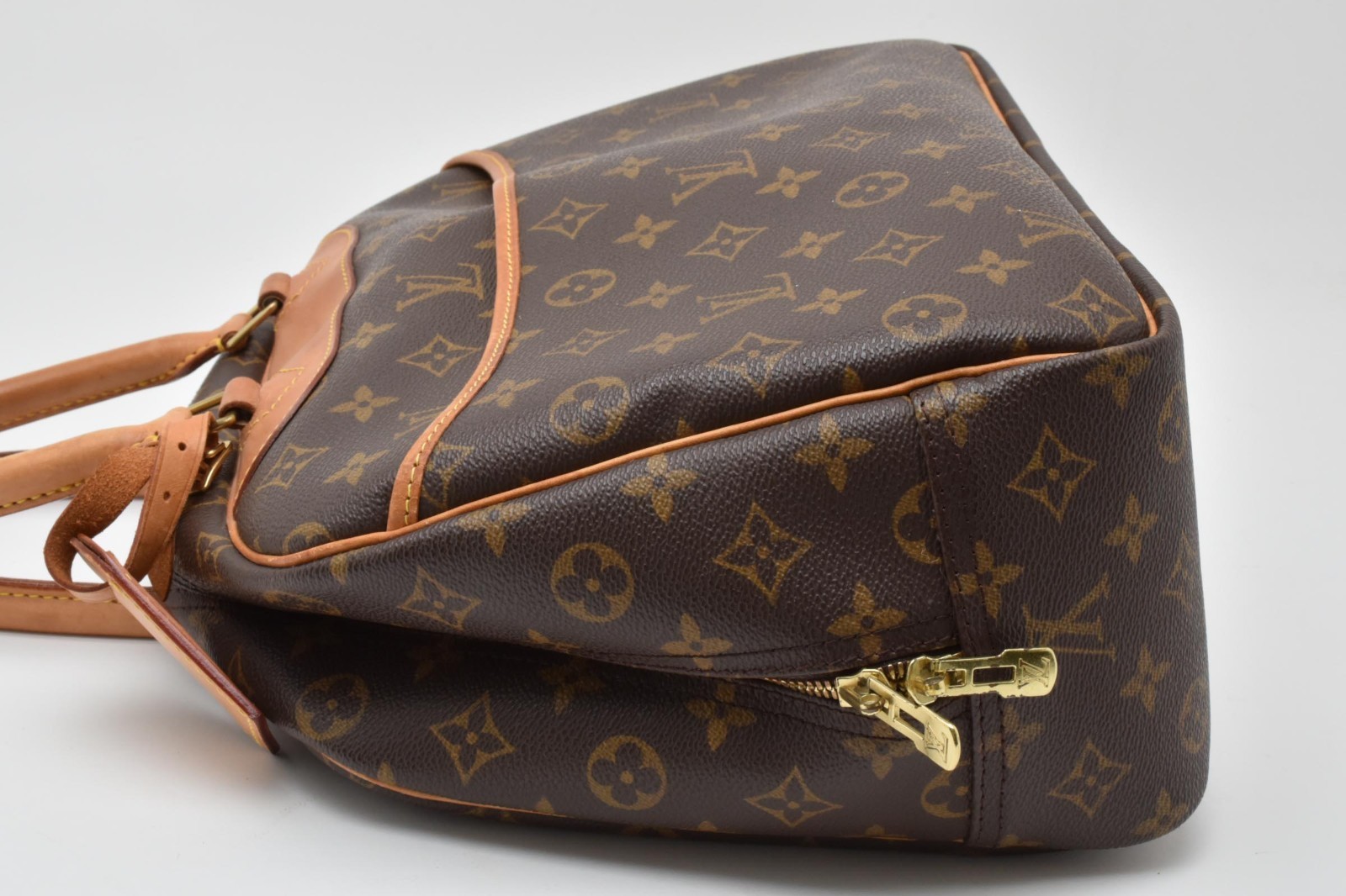 LOUIS VUITTON LV Logo Deauville Hand Bag Tote Bag Monogram Leather Brown M47270