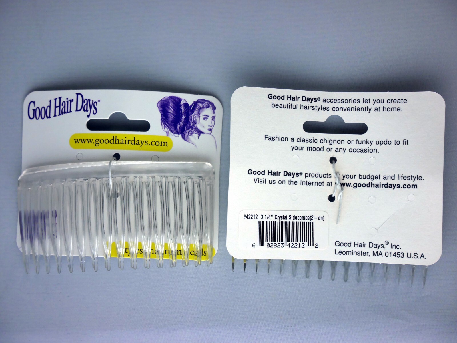 4 Combs x Good Hair Days 3 1/4″ Clear Side comb Hair Comb Made in USA 42212