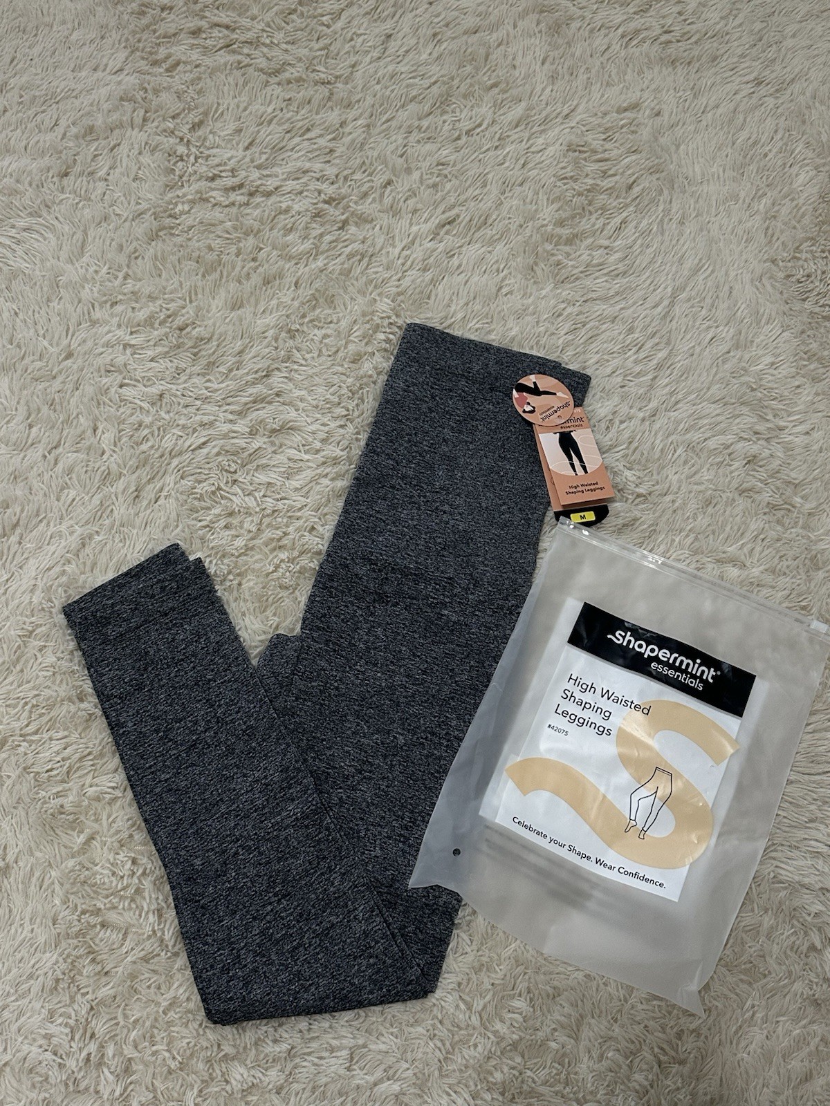 Shapermint Essentials High-Waisted Compression Leggings Heather Gray Size S or M