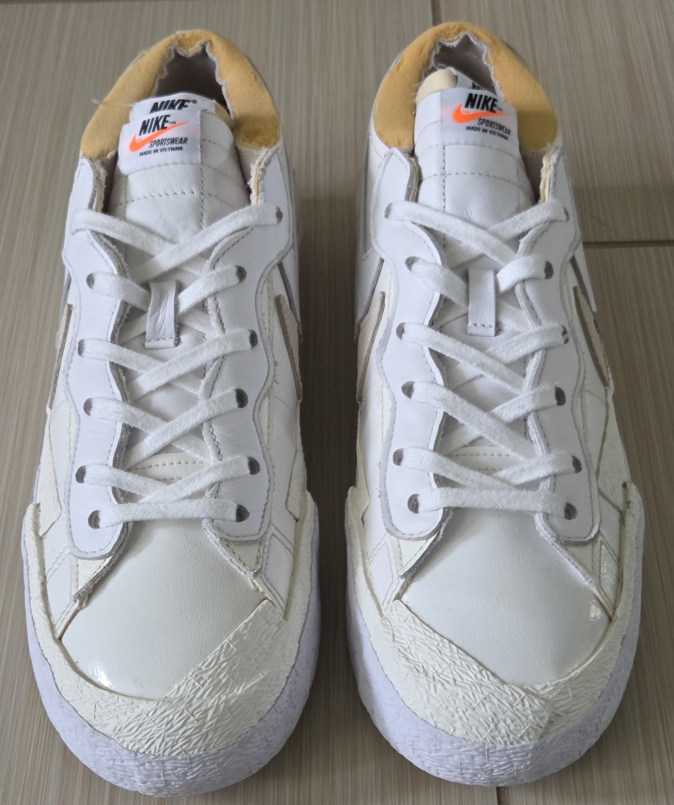 Nike Sacai Blazer Low White Patent DM6443-100 Leather Men’s 11 Sneakers Low Top