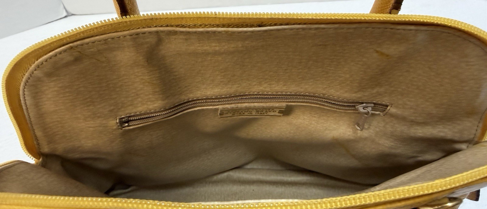 Vintage 80s-90s Stefano Bravo Yellow Leather Italy Bolide-Style Dome Satchel Bag