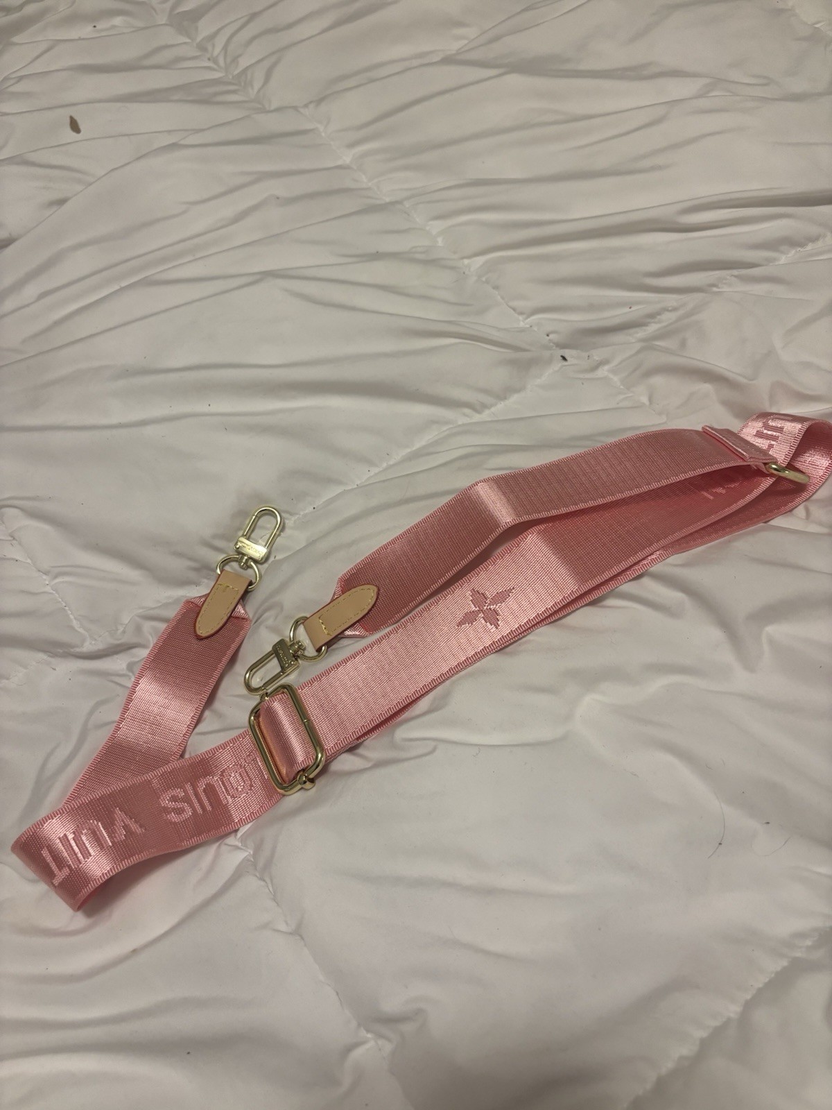 Louis Vuitton LV Purse Strap Pink Monogram Gold Hardware LV Logo