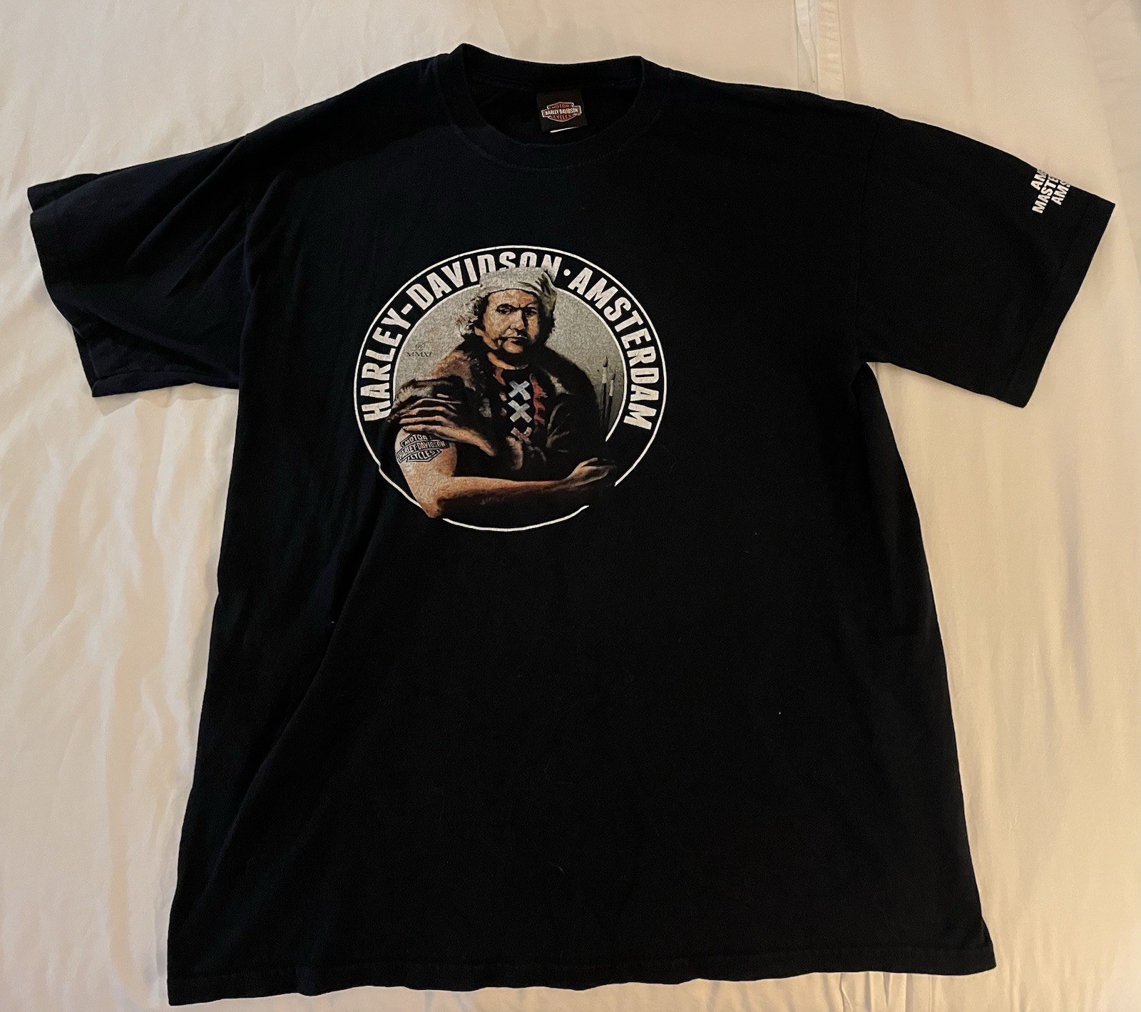 Harley Davidson Amsterdam Size Large Black t -shirt Rembrandt