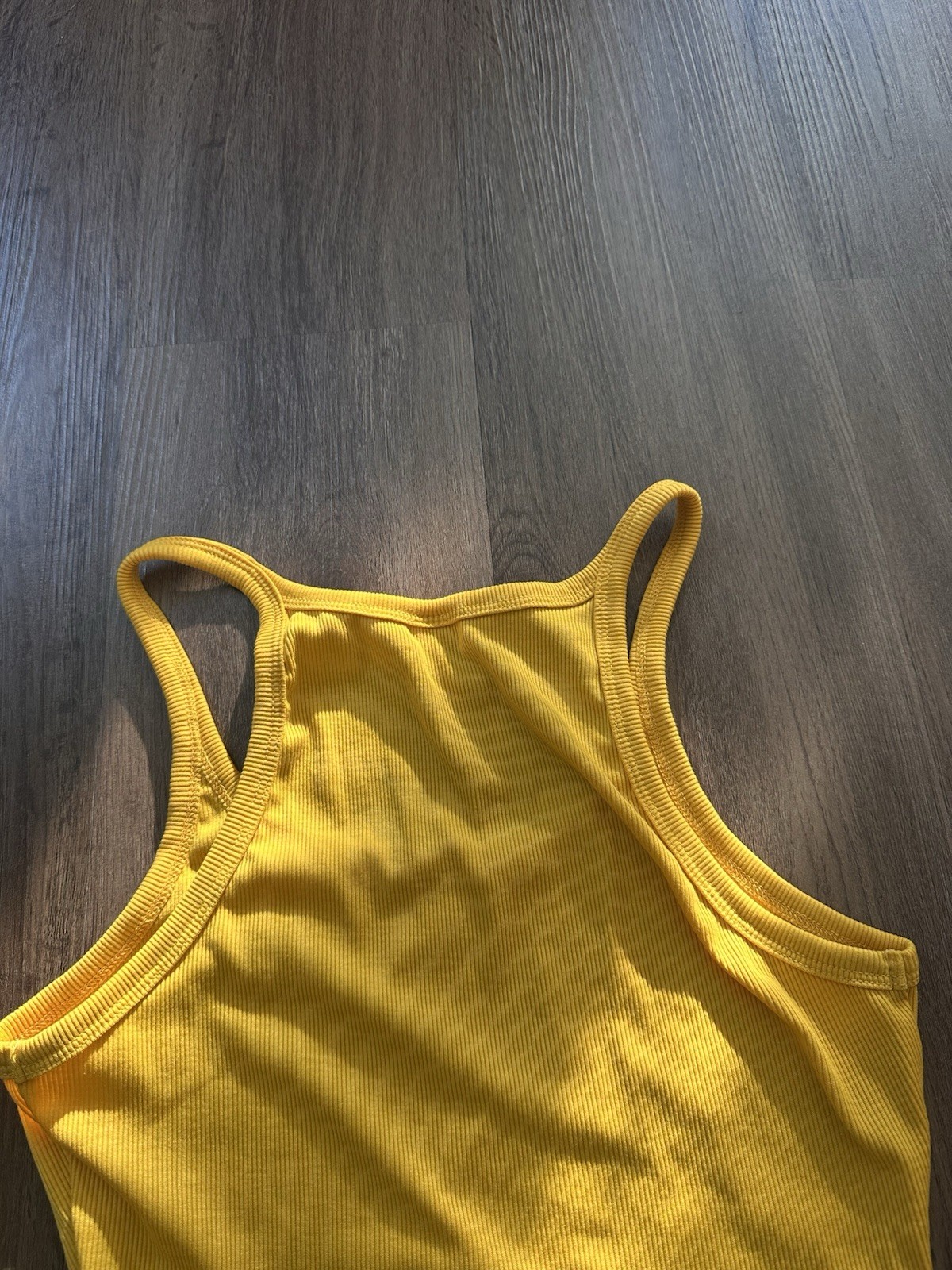 SHEIN Yellow Ribbed Knit Scoop Neck Racerback Tank Top Women’s Size S
