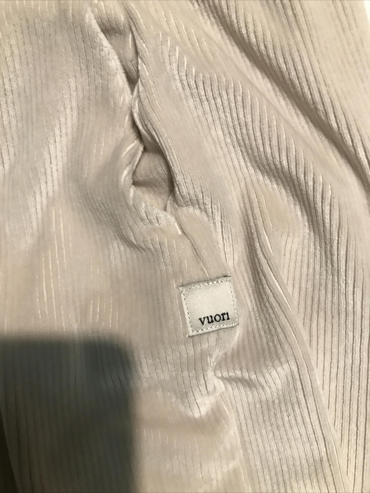 VUORI Velour Velvety Cream Color Wide Leg Pants Size XS Inseam 28,5 In