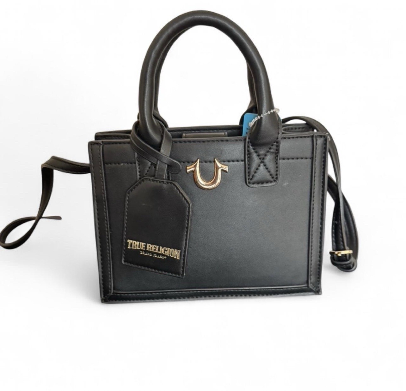 True Religion Black Small Satchel Top Handle Bag Detachable Crossbody Strap